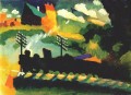 Murnau vue avec le chemin de fer et le château Wassily Kandinsky